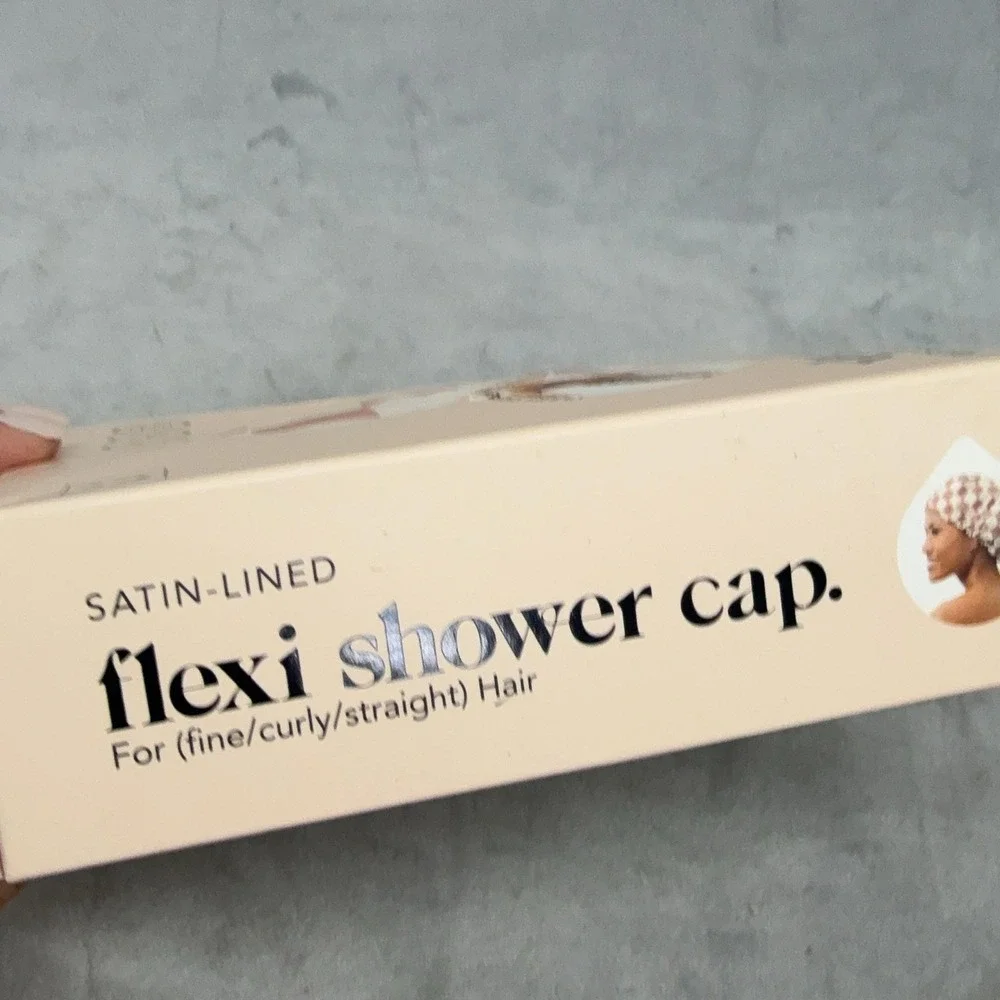 Kitsch Satin-Lined Flexi Shower Cap Terracotta Checker Hair Women Frizz-Free